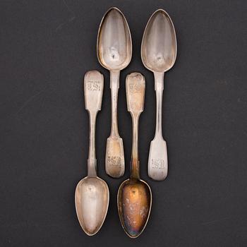 A set of 11 Russian silver spoons, 1874-1881.