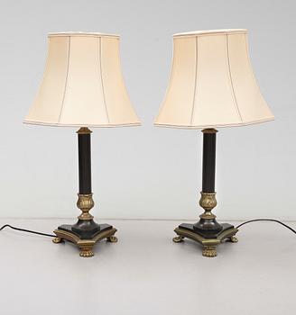 BORDSLAMPOR, 1 par, brons, 1900-talets första hälft.