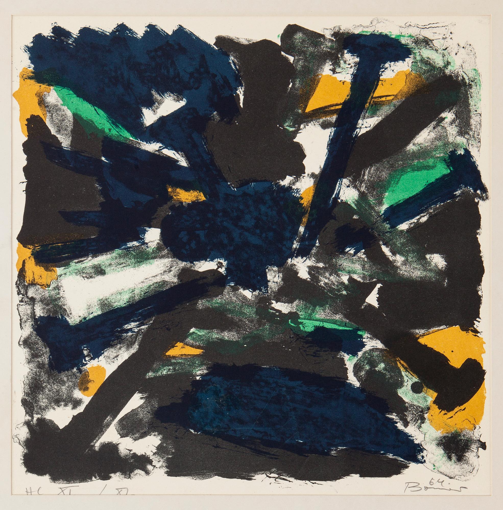 OLLE BONNIÉR, 3 litografier, triptyk. Signerade, numrerade XI/XL. Daterade 1964.