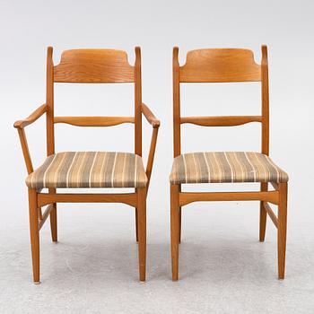 Carl Malmsten, A nine piece dining set, 'Camare Nyckel', by Åfors Möbelfabrik, Sweden, 1960's.
