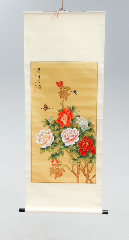 KAKEMONO, målad på siden, Kina, 2000-tal.