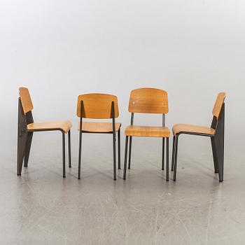 JEAN PROUVÉ, four chairs Prouvé Raw Standard, numbered and limited edition, G-Star Raw, for Vitra 2011.
