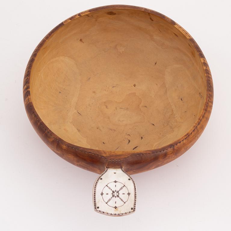 A birch milk bowl by Esse Poggats, signed and dated 1964.