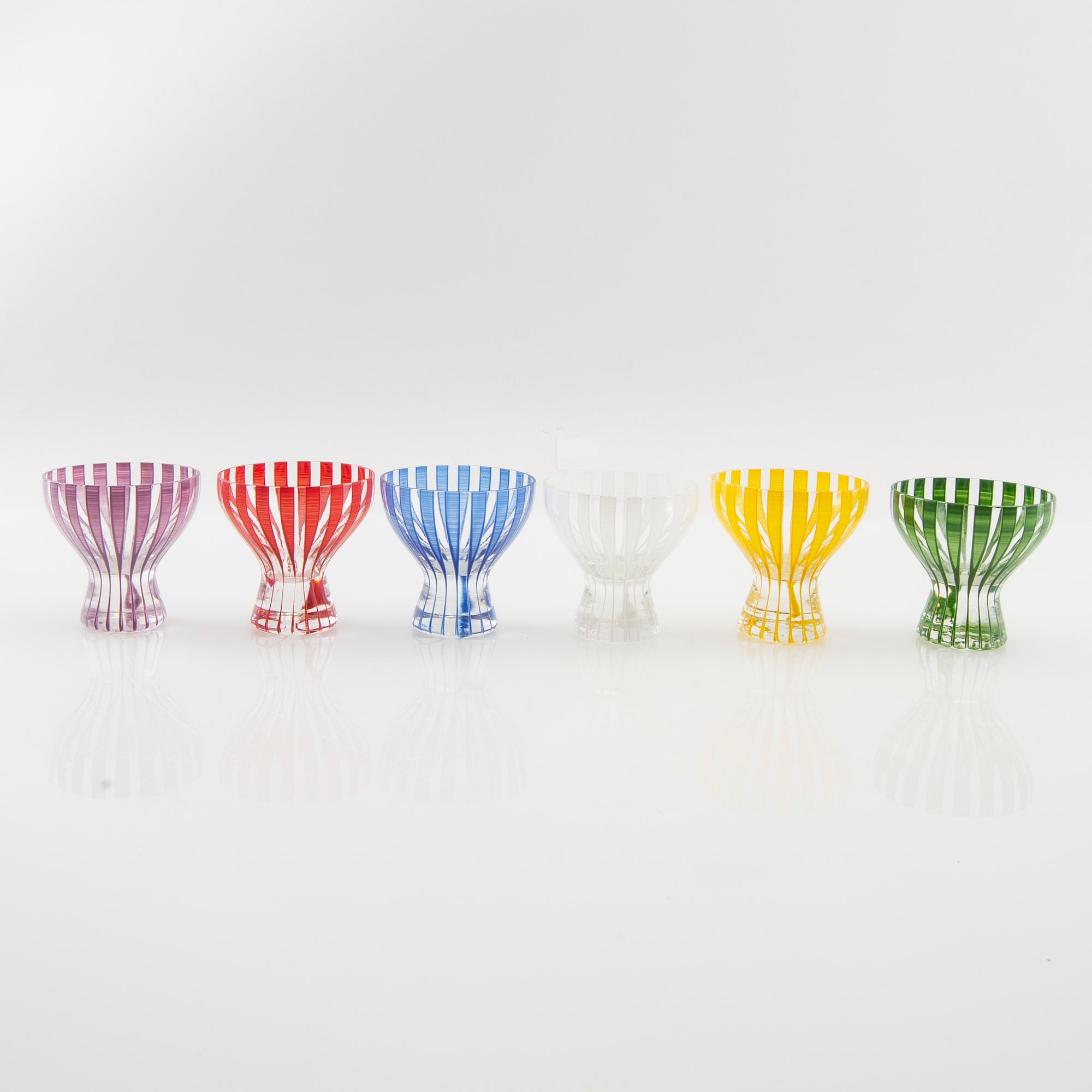 Bengt Orup, glas 9 st  "Strikt", Johansfors 1950-tal.