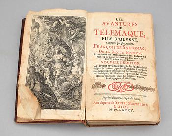 BÖCKER, 4 st, bla "Les Avantures de Telemaque fils D´Ulysse..." av de Salignac och Fenelon, Paris 1735.