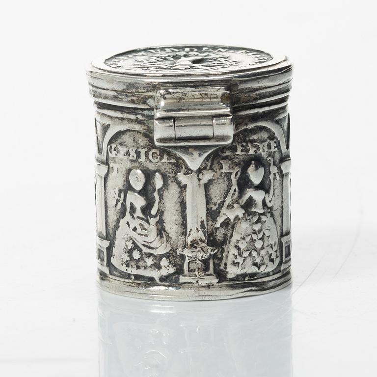 A German silver engagement box, mark of Elias Rütterswürden, Elberfeld, late 18th Century.