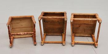 STOLAR, 3 st, snarlika, allmoge, 1800-tal.