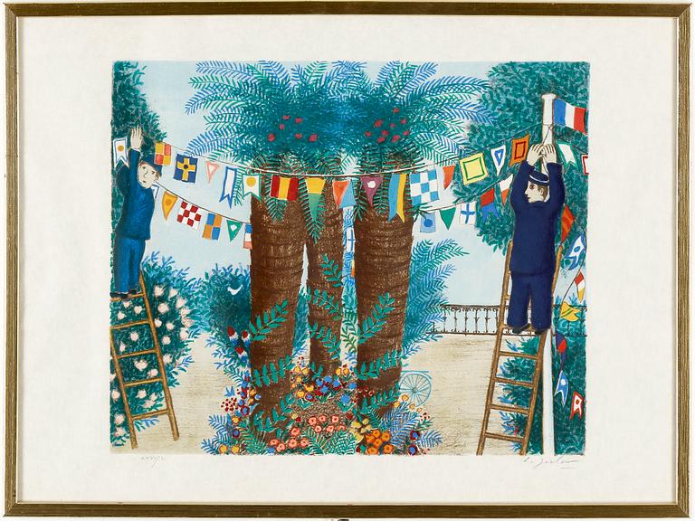 LENNART JIRLOW, litografi, "Flaggspel", signerad och numrerad XXVI/L.