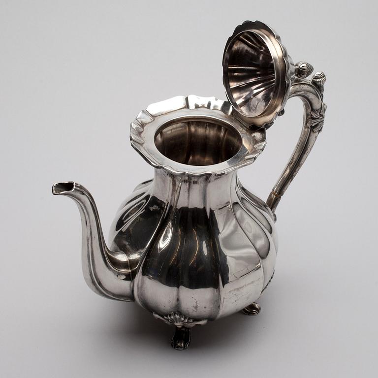 KAFFESERVIS, 3 delar, silver, Kultakeskus Tavastehus 1929-1930. Vikt ca 1387 g.