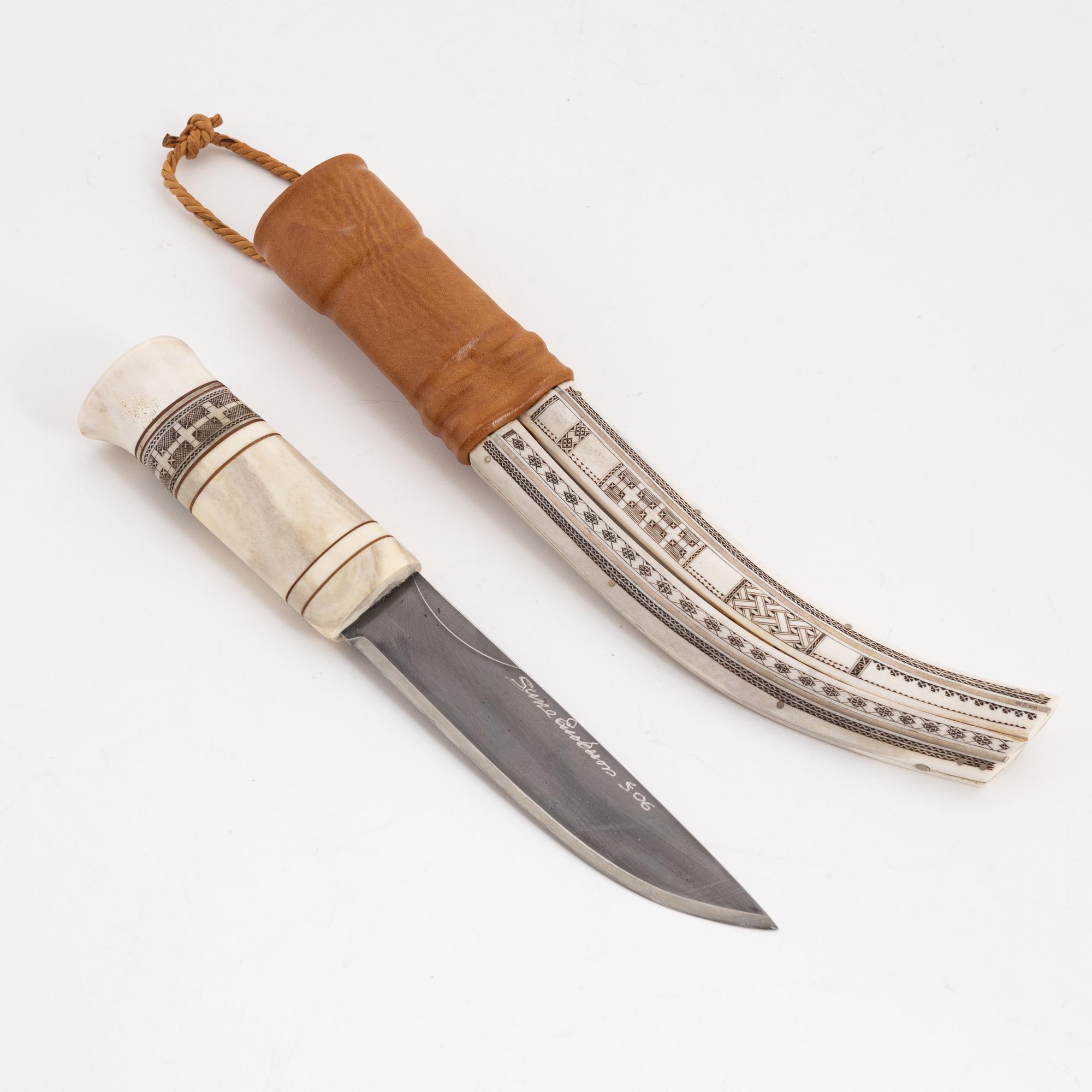 A reindeer knife by Sune Enoksson, signed and dated -06.