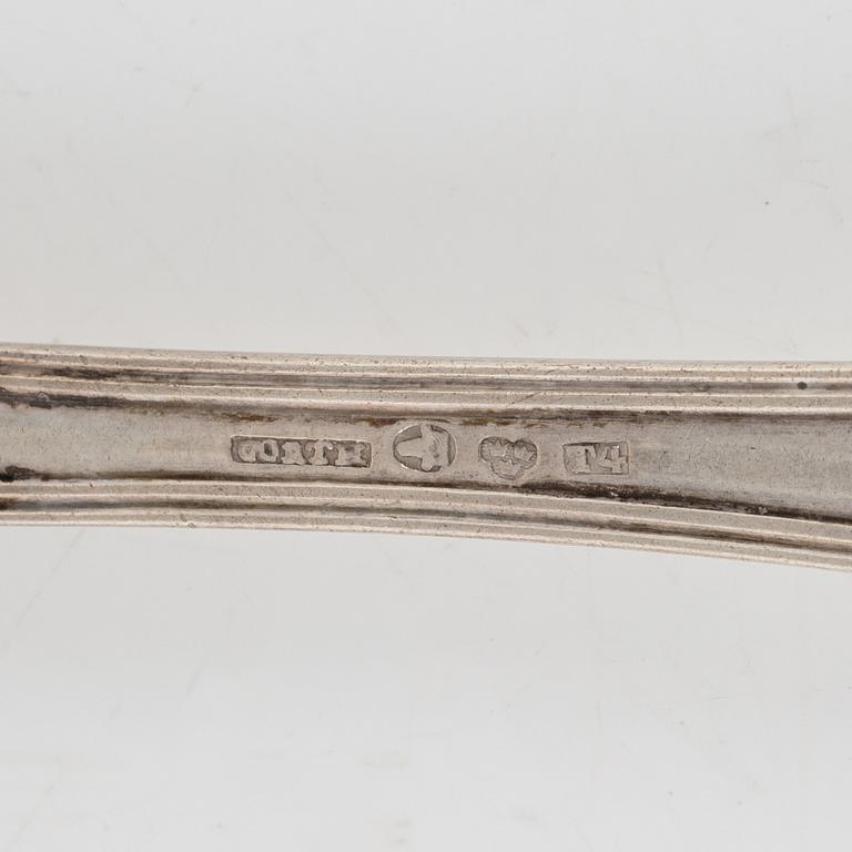 Bestick, 18 st, silver, modell gammal fransk, Sverige 1848-69, bl a JM Corth, Nyköping.