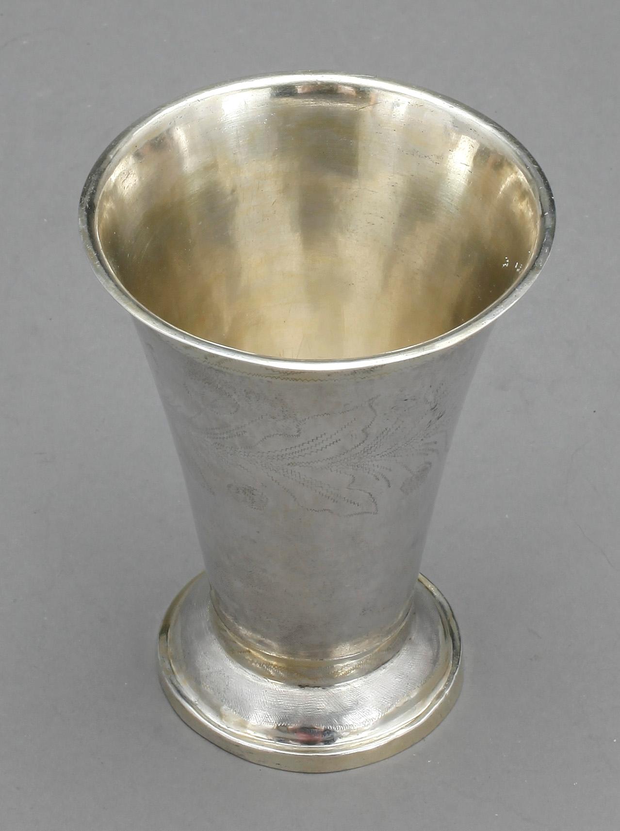 BÄGARE, silver, Nils Wendelius, Uppsala, 1838. Vikt 48 gram.