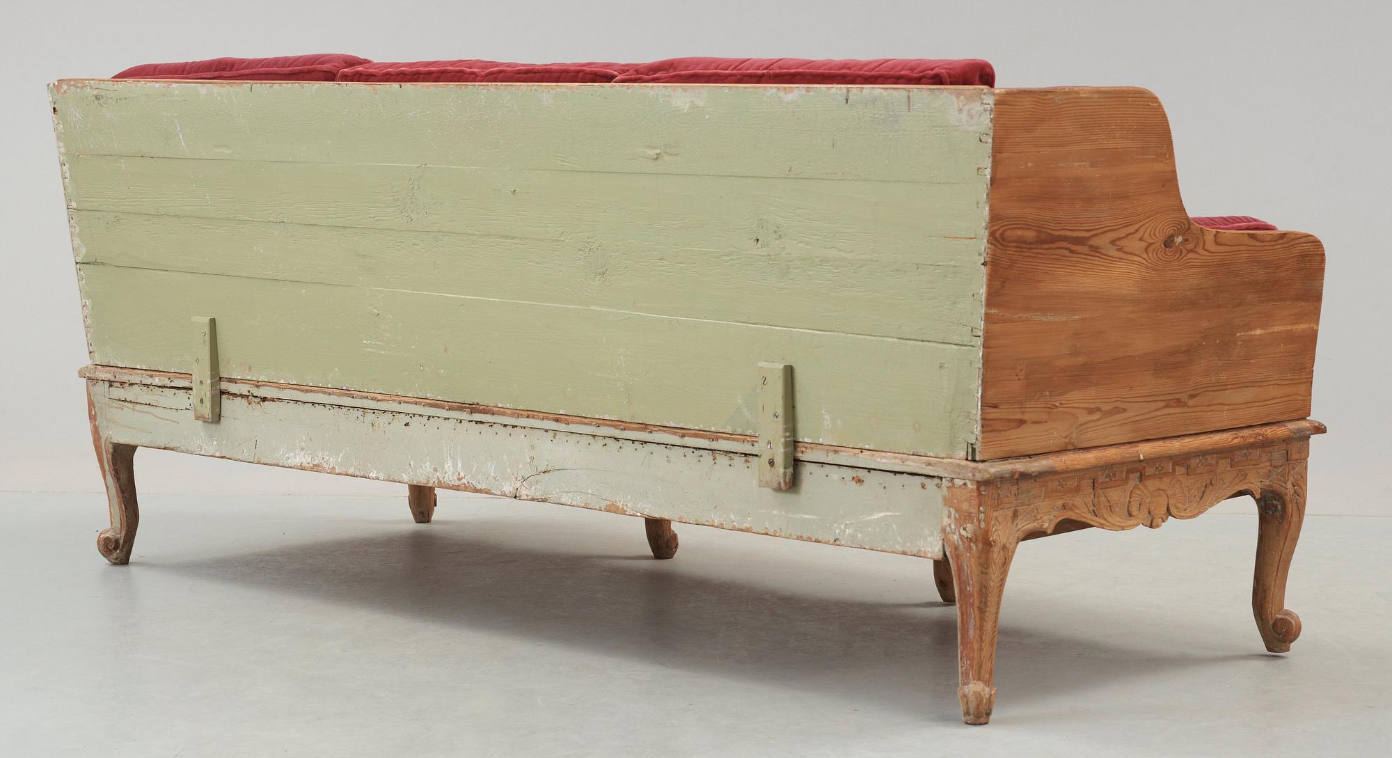 TRÅGSOFFA. Sverige, 1700-talets andra hälft. Rokoko.