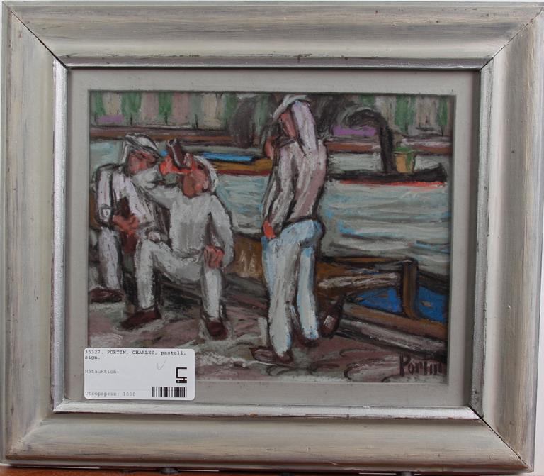 PORTIN, CHARLES, pastell, sign.