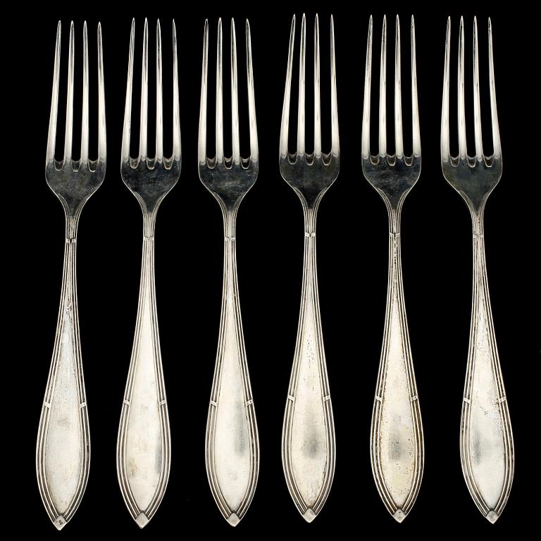 BESTICKSERVISDELAR, 12 st, silver, Bernhard Hertz, Stockholm, 1915. Vikt 603 g.