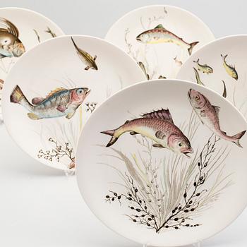 TALLRIKAR, 6 st, "Fish", porslin, Johnson Bros. England, 1900-talets mitt.