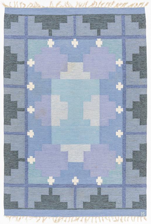 Ingegerd Silow, a flat weave rug, signed IS, circa 240 x 163 cm.