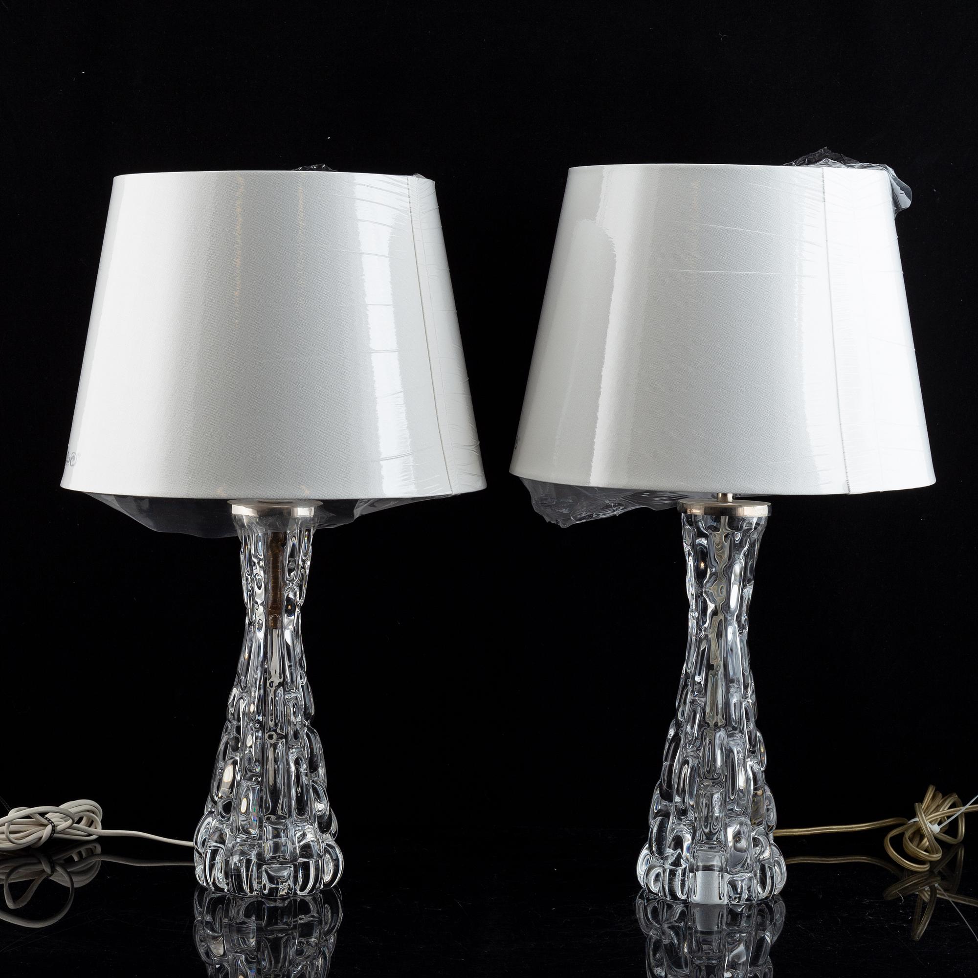 Carl Fagerlund, bordslampor, ett par, glas, Orrefors.