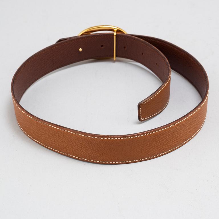 HERMÈS, leather belt, size 65.