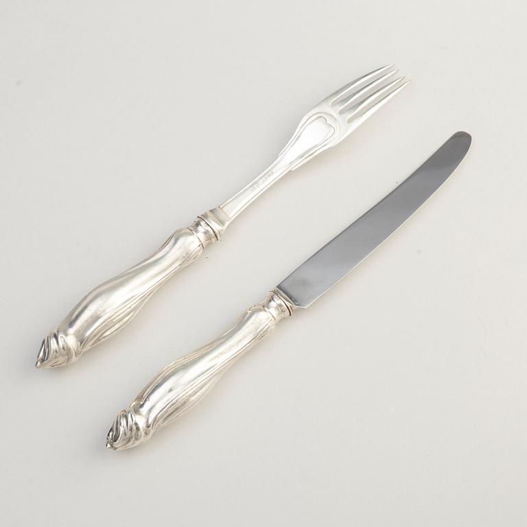 A Swedish silver 12-piece cutlery, mark of Isak Trybom, Stockholm (active 1763-1783). Rococo.