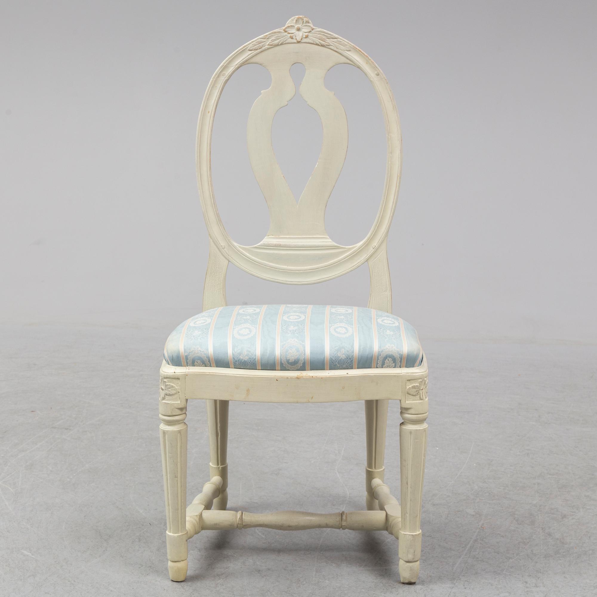 A Gustavian late 18th century chair by M. Lundberg (master in Stockholm 1775-1802).