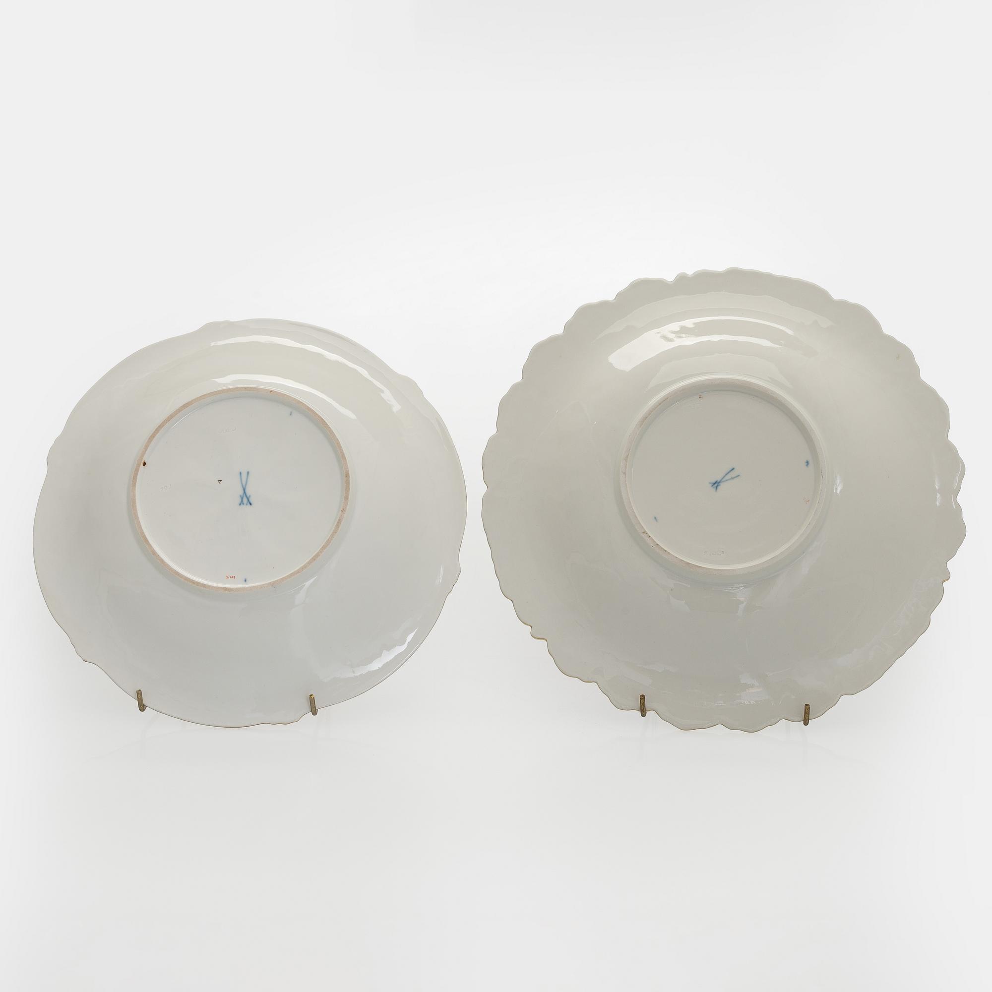 Two late 20th century porcelain Meissen dishes.