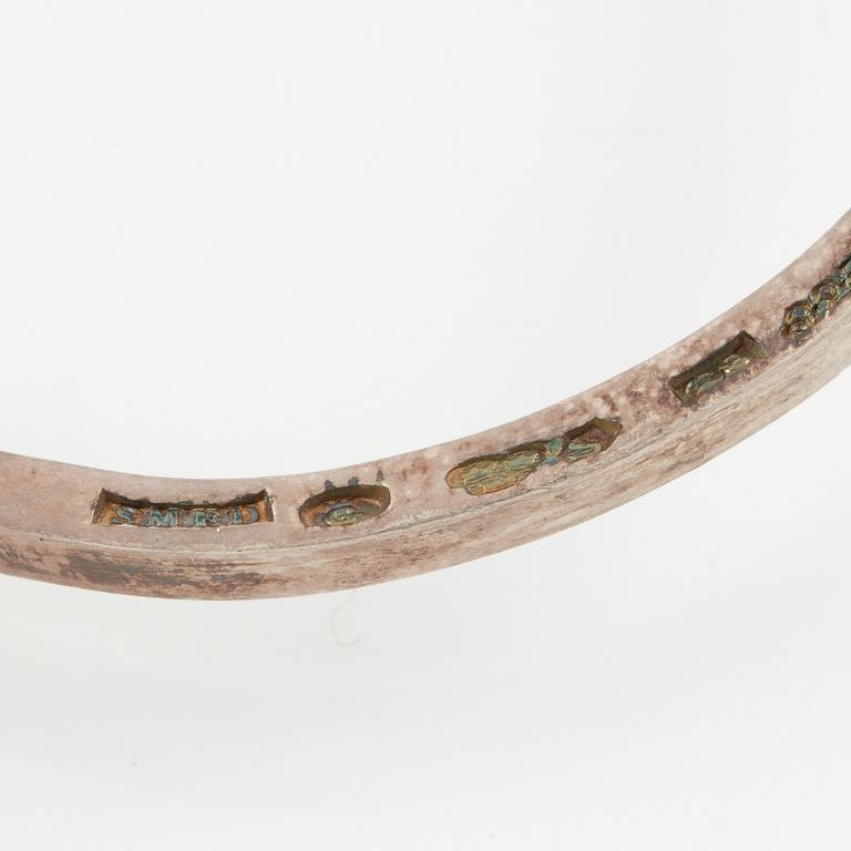 Lars Arby, five arm rings, sterling silver, Gothenburg 1963, 1967 and 1969.