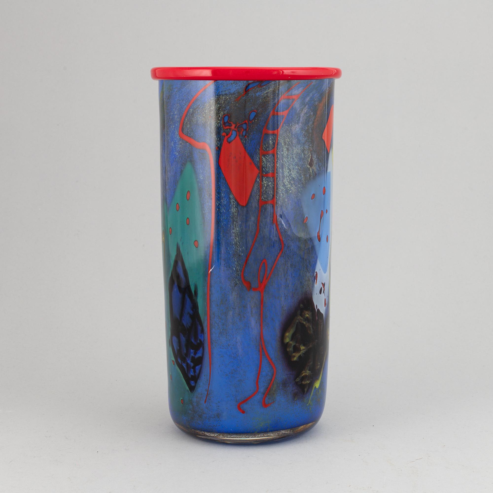 Sven-Åke Carlsson, a unique glass vase, signed.
