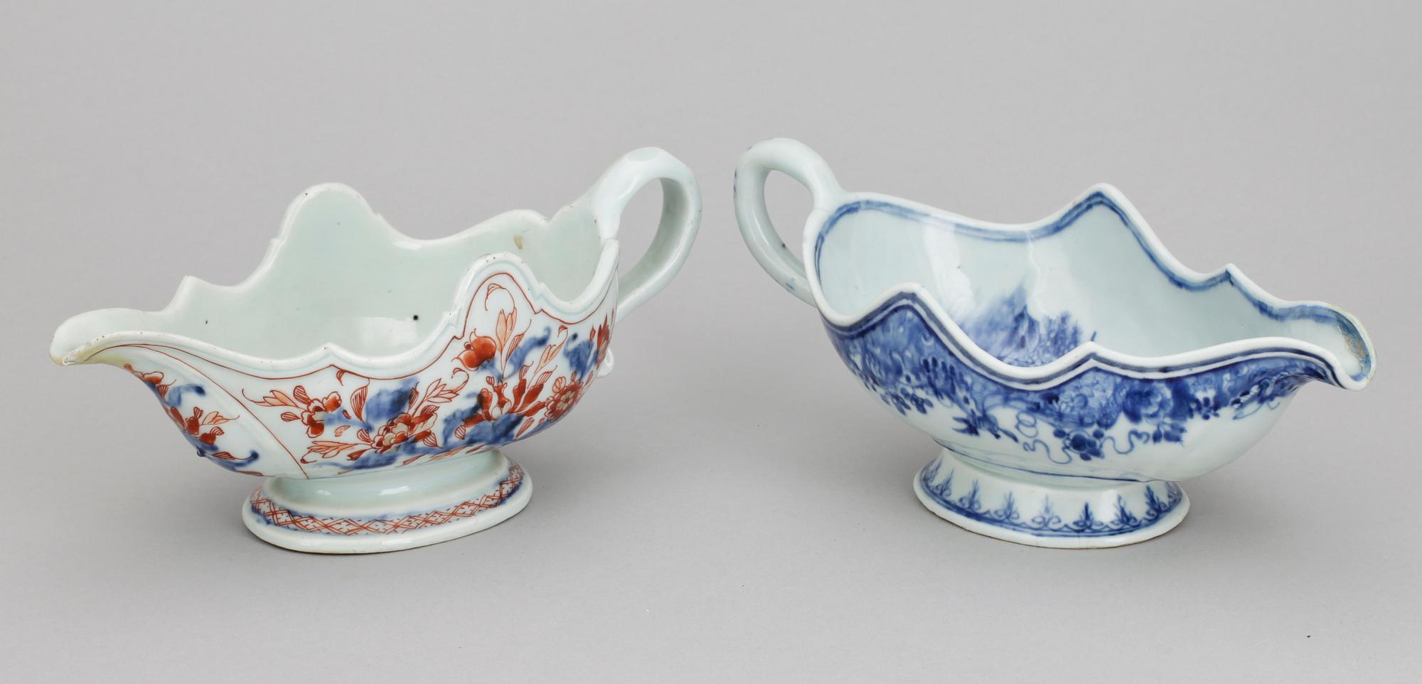 SÅSSNIPOR, 2 st, porslin, Qianlong, Kina 1700-tal.