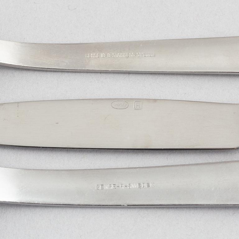 Folke Arström, besticksservis, 92 delar, samt bricka, såssnipa och shacker, rostfritt stål, "Thebe", Gense.