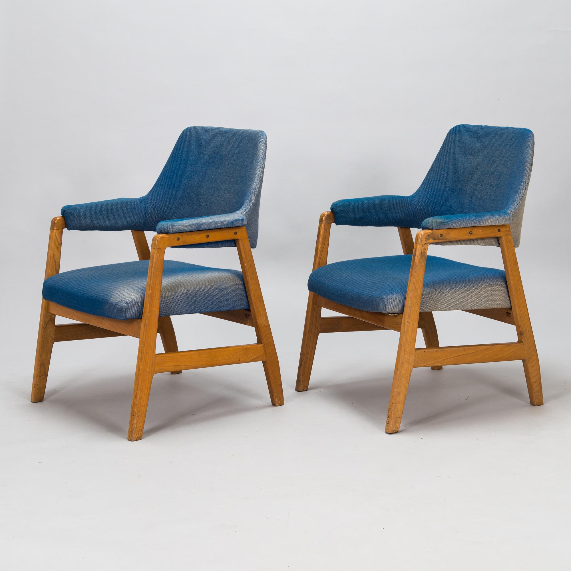 Two armchairs probably by Lasse Ollinkari for Aarne Ervi Architect's office manufacturer Haimi 1952.