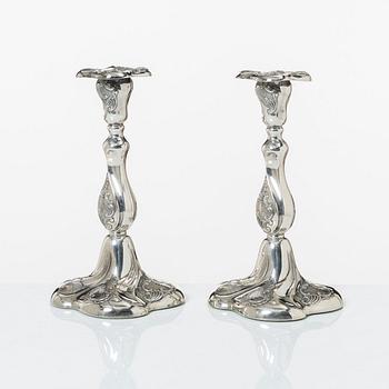 A pair of Norwegian silver candlesticks, mark of Thorvald Marthinsen, Tonsberg, circa mid-20th century.