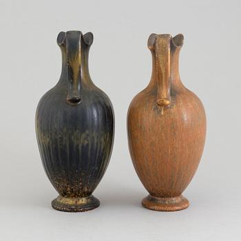 GUNNAR NYLUND, kannor, 2 st, stengods, Rörstrand, signerade, efter 1938.