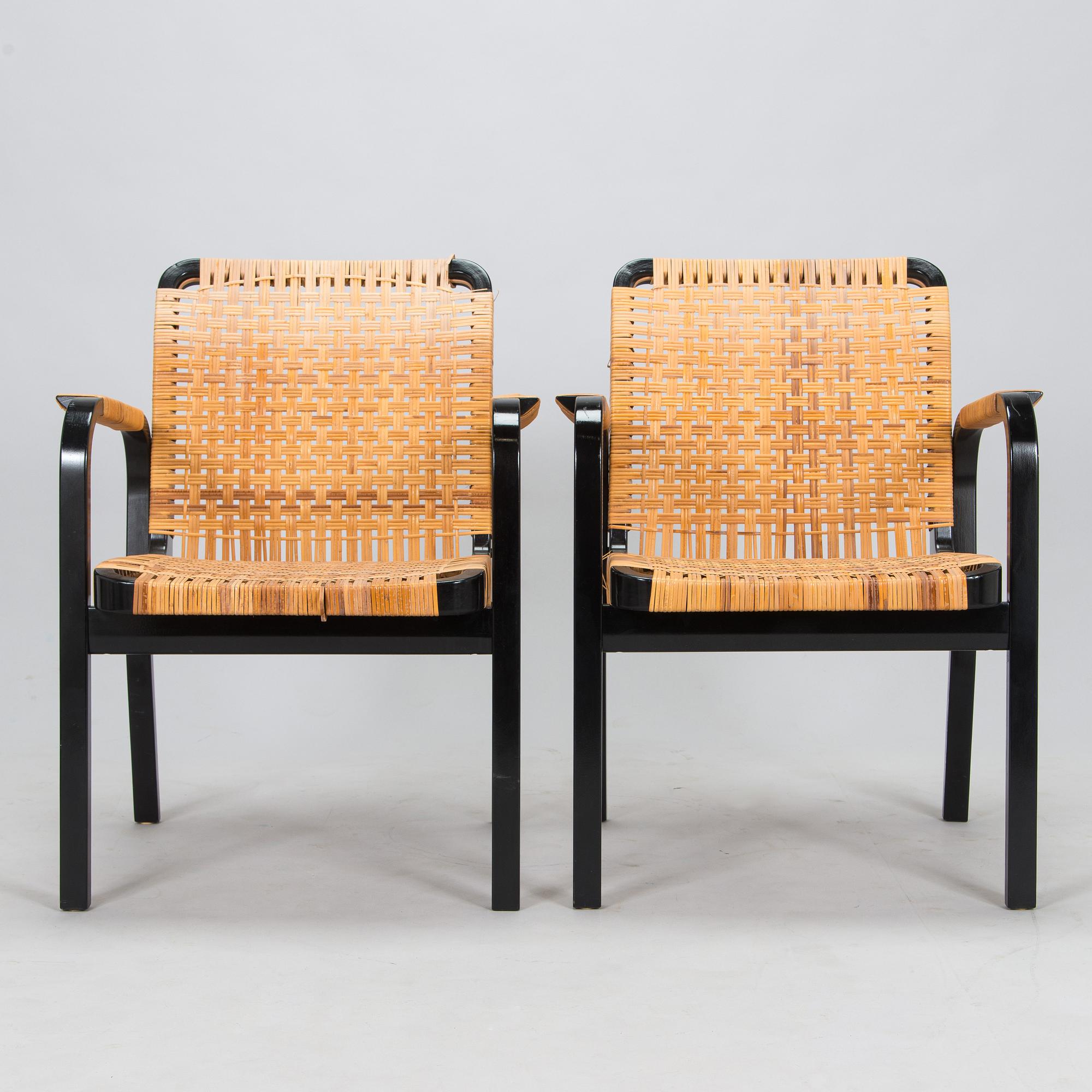 Alvar Aalto, nojatuoleja, 6 kpl, malli 45, Artek 1970-luku.