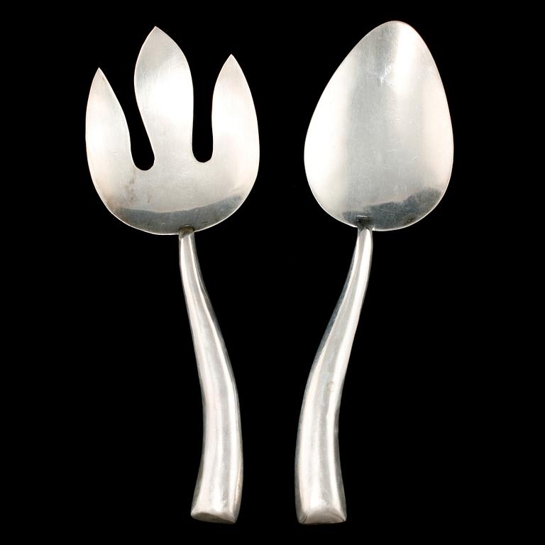 SALLADSBESTICK, ett par, sterlingsilver, R Sanchez, Mexico, 1900-talets andra hälft. Vikt 194 g.