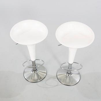 A pair of Stefano Giovannoni Bombo bar stools for Magis italy 21st century.