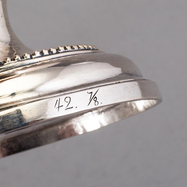 PETTER ENEROTH, Stockholm 1785, sockerskål med lock, silver, gustaviansk.