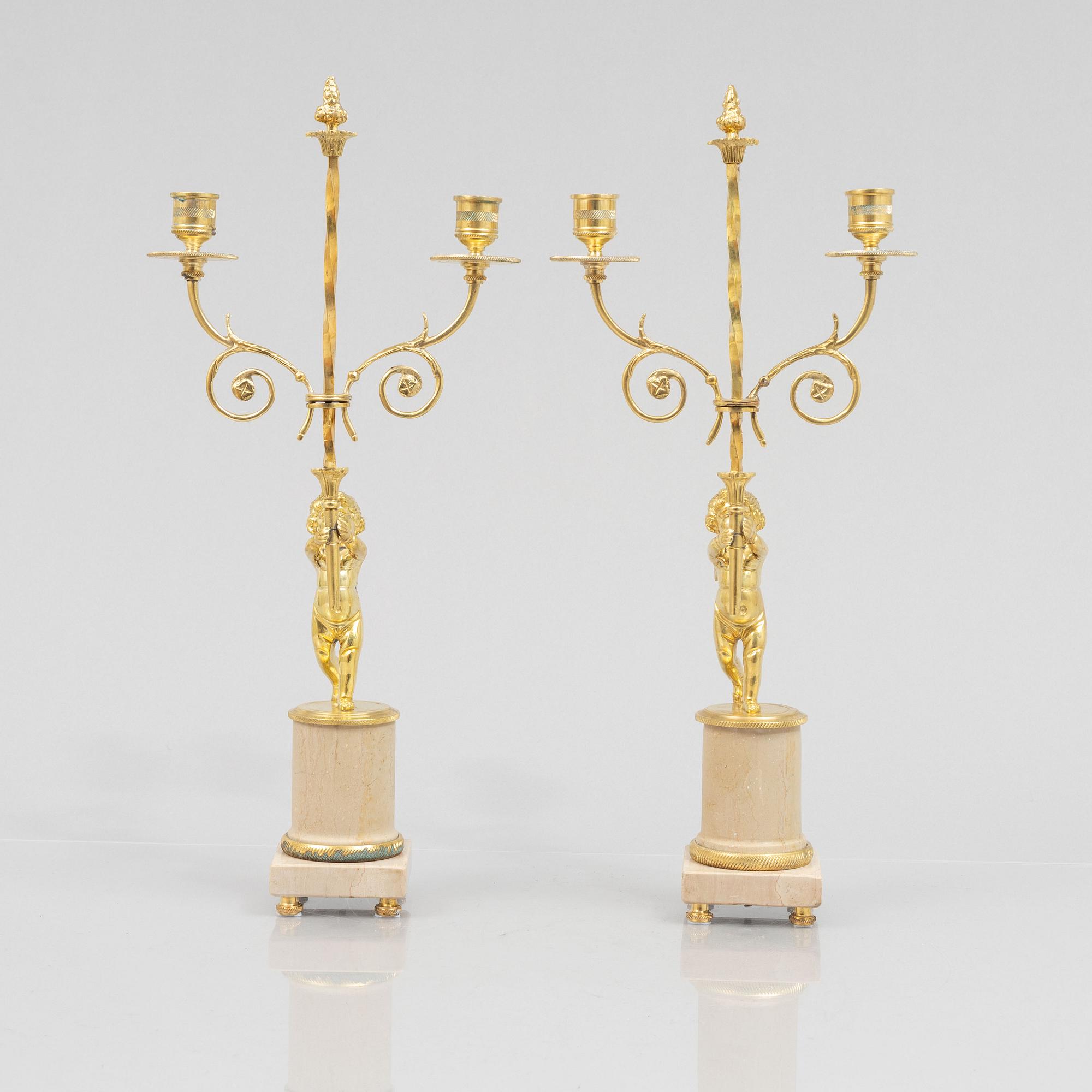 A pair of Candelabra, Empire style, late 20th century.