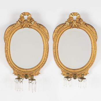 Mirror sconces, a pair, Gustavian style, 20th century.