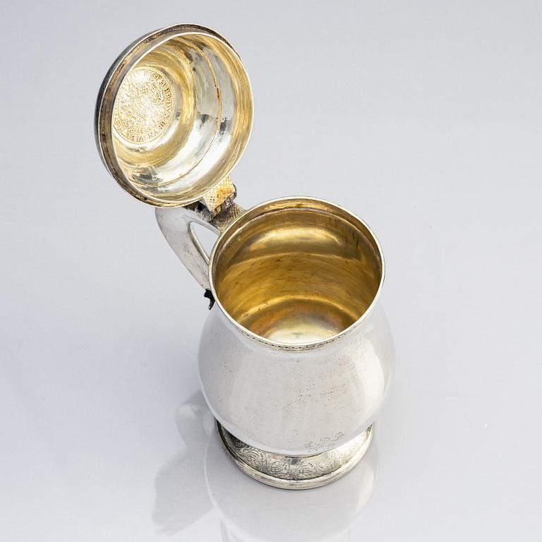 A Swedish Gustavian silver tankard, mark of Anders Menell, Kalmar 1777.