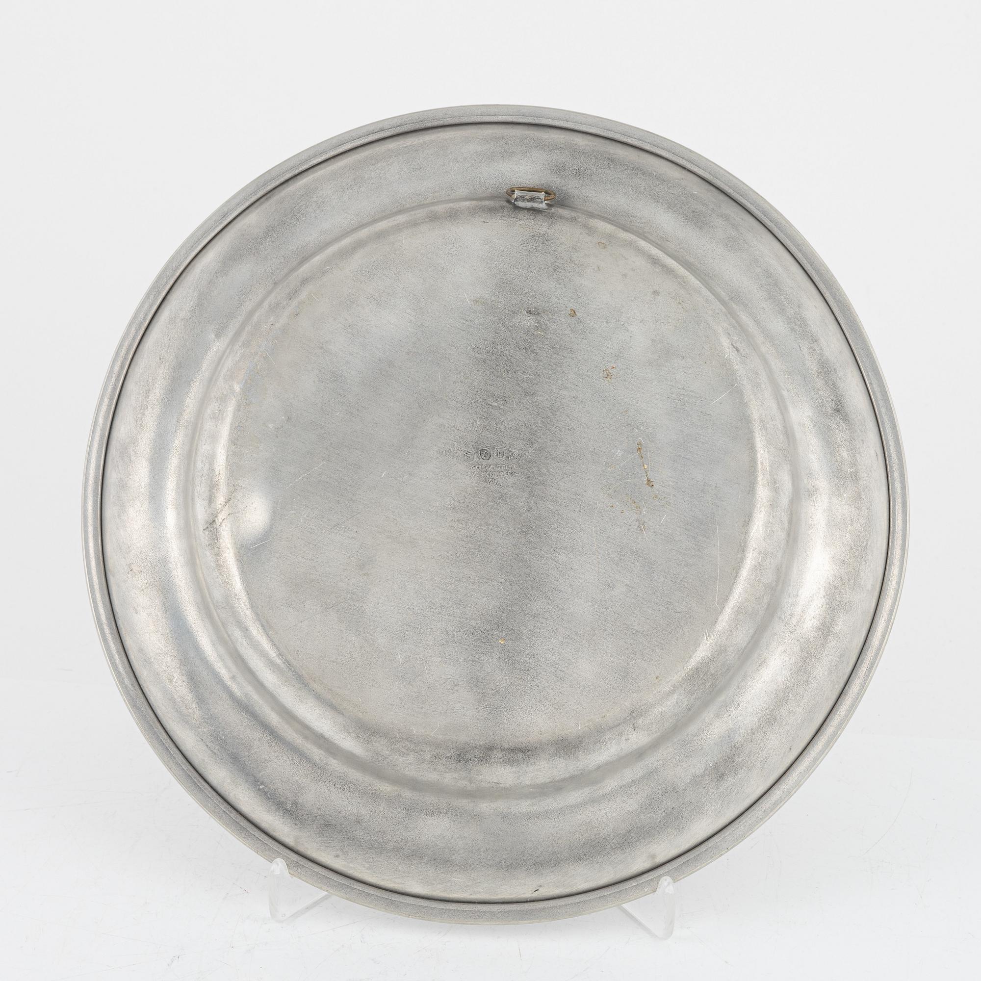 A group of eight Swedish pewter dishes, 18th-20th Century, including Mathias Norling, Jönköping, 1863.