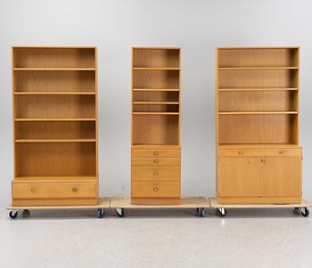 BERTIL FRIDHAGEN,BODAFORS. A set of three oak-veneered bookcases, later part of the 20th Century.