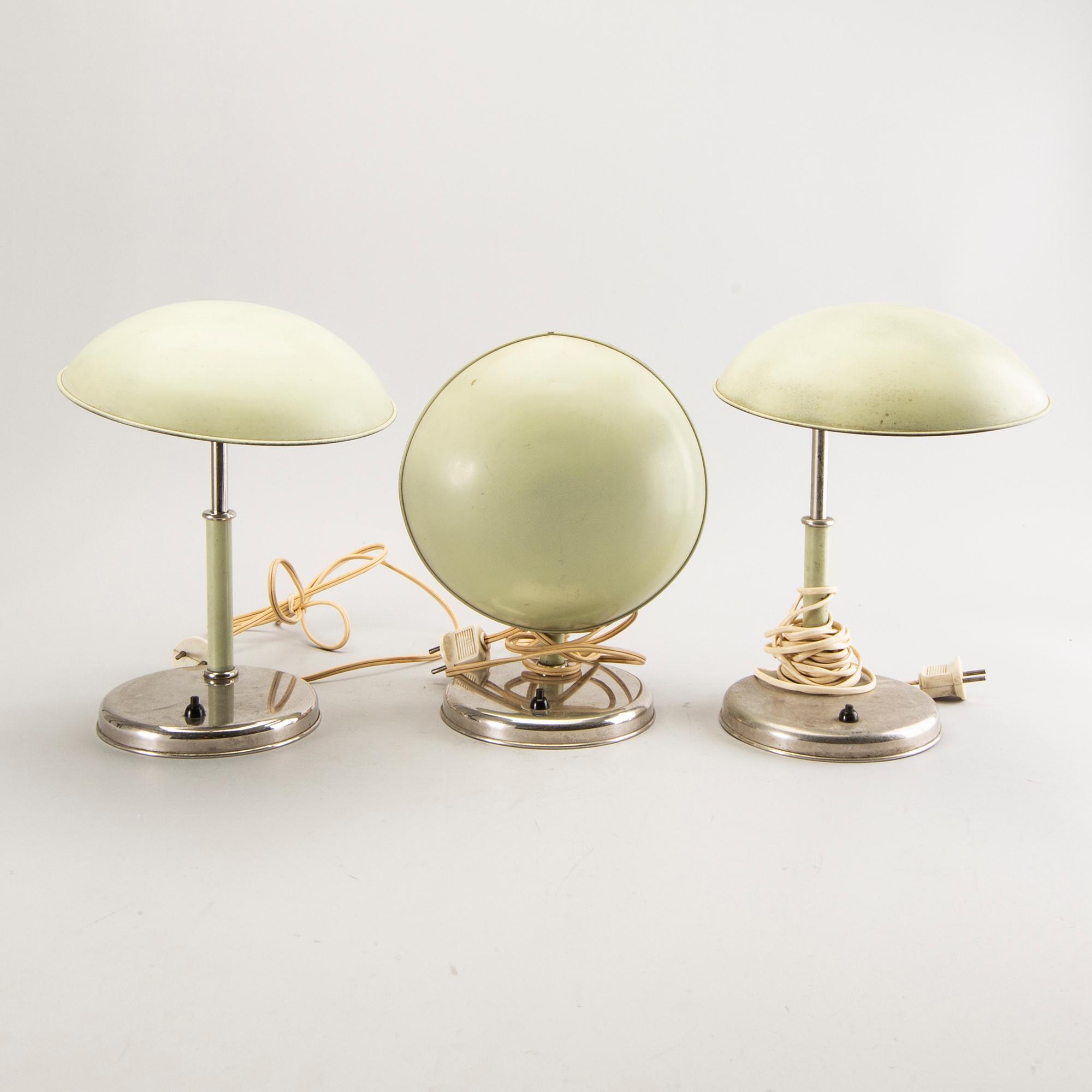 Table lamps, 3 pcs, 1930s-40s, Sweden.