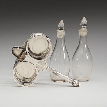 A German early 18th century silver cruet-set, makers mark of  Johann P. Riblinger, Augsburg 1708-1710.