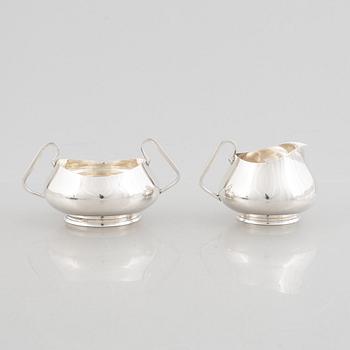 Svend Toxvaerd, sugar bowl and creamer, sterling silver, Denmark, mid-20th century.