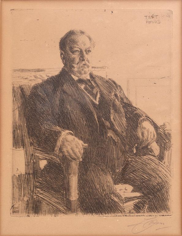 Anders Zorn, etsning, 1911, signerad.
