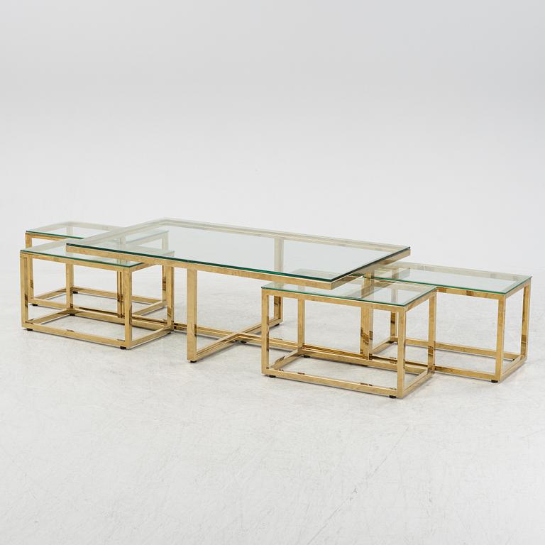 A 21st Century 5 pcs glass coffee table.