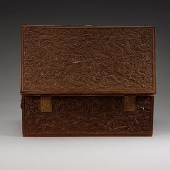 A Hardwood rectangular box, Qing dynasty (1644-1912).