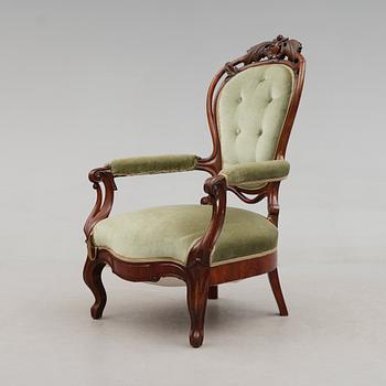 FÅTÖLJ, nyrokoko, 1800-tal.