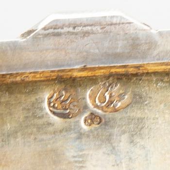 A SILVER BOX ISFAHAN, BOUGHT IN TEHERAN 1947, SILVER MARKS.